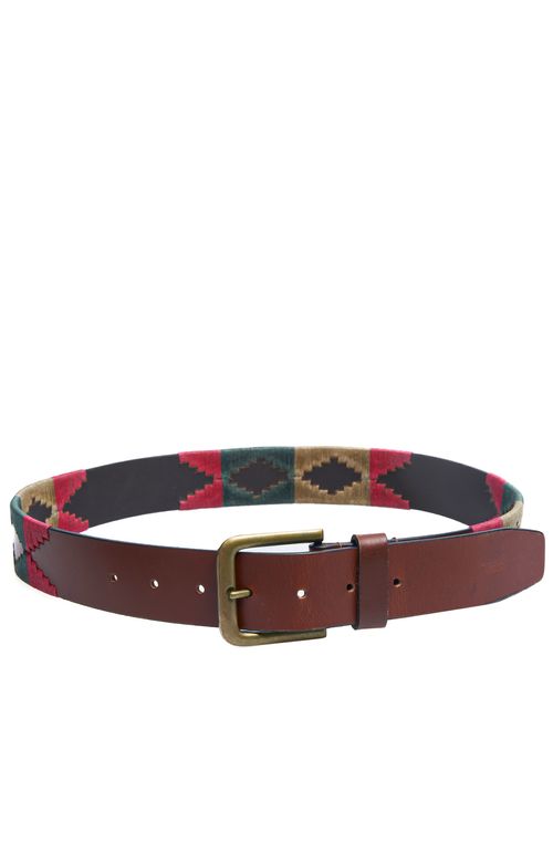 Cinturon Tzeltal de cuero para Hombre
